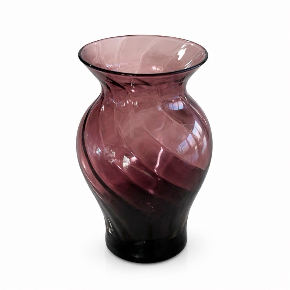 Gardener's Eden Amethyst Swirl Art‎ Glass Bud Vase 4.75" Handmade